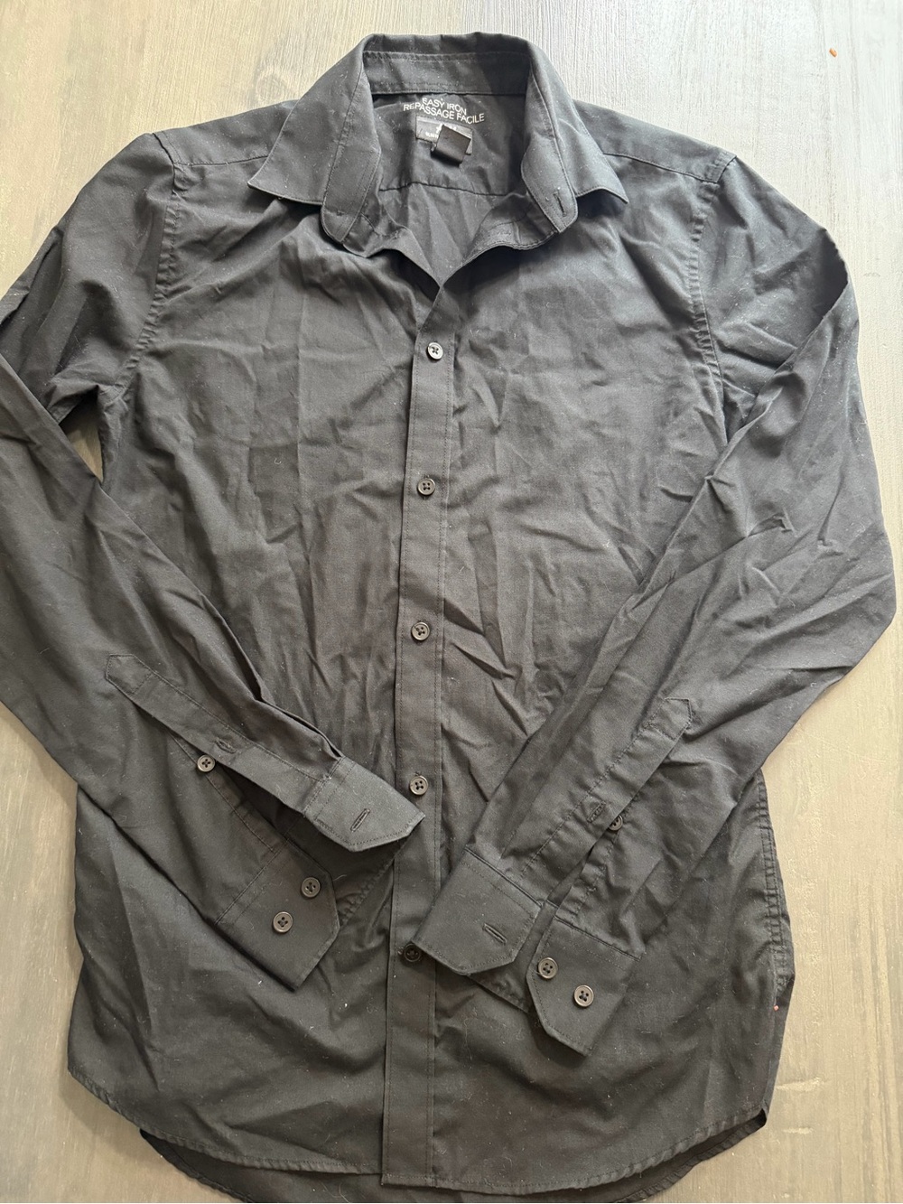 H&M Slim Fit Easy Iron Black Dress Shirt Size S
